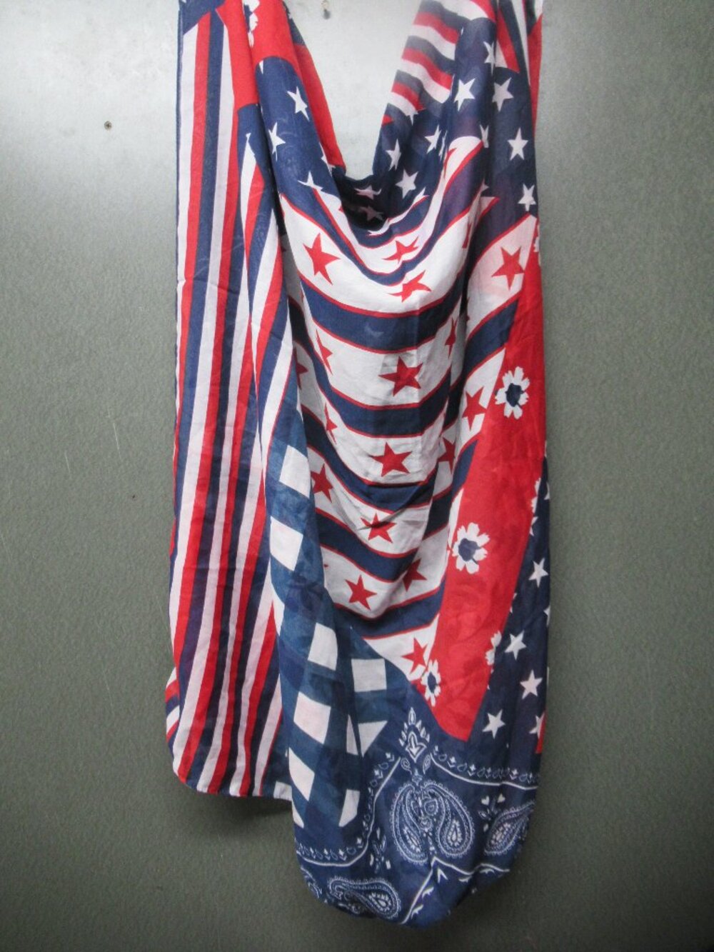 Patriotic Red White and Blue Stars and Stripes Fashion Scarf